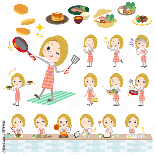 blond hair woman cooking