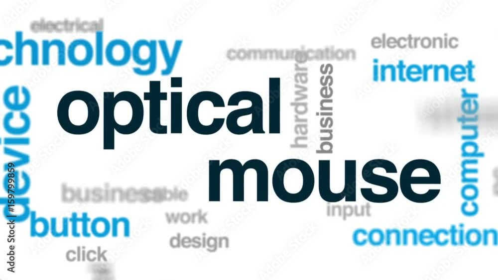 Optical mouse animated word cloud, text design animation. Optical mouse animated word cloud, text design animation.