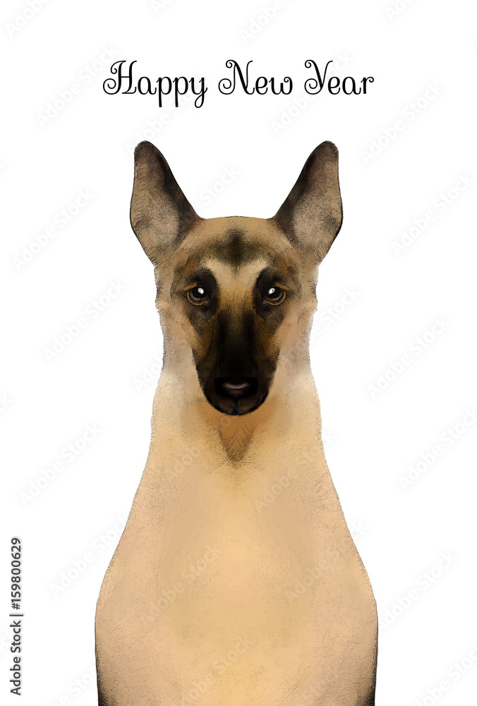 年賀状 犬の顔 シェパード Stock イラスト Adobe Stock