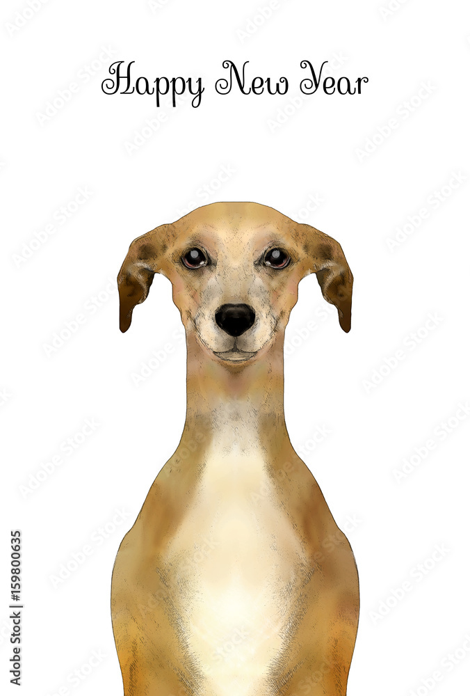 年賀状 犬の顔 グレーハウンド Stock イラスト Adobe Stock