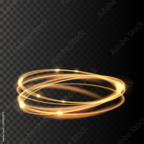 Magic light effect gold vector circle. Vector Illustration