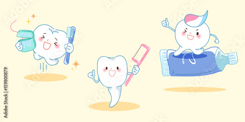 cartoon tooth play happily