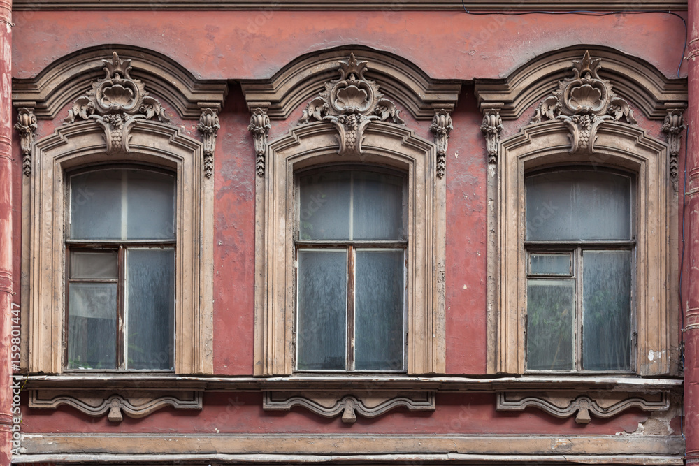 Three windows of the house number 4 before the revolution - the Banking House of Gunzburg, in the Soviet years - LenzhilNIIproekt in the lane Zamyatin, St. Petersburg Three windows of the house number 4 before the revolution - the Banking House of Gunzburg, in the Soviet years - LenzhilNIIproekt in the lane Zamyatin, St. Petersburg