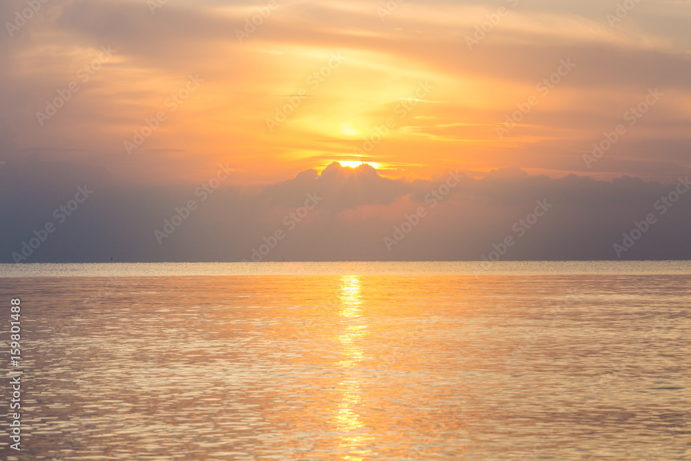 Reflection of sunlight on the sea, sunrise in the sea