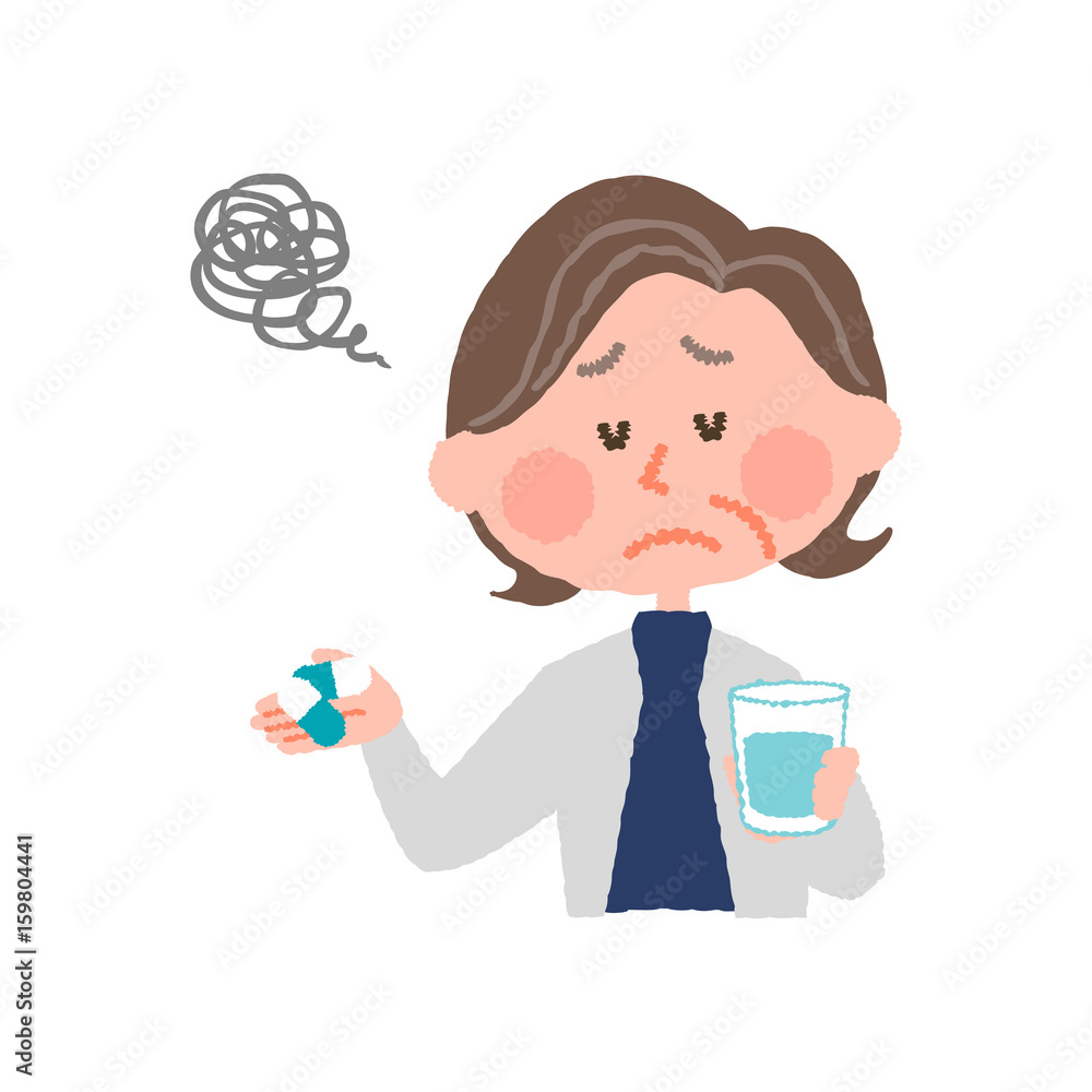 vector illustration of an elder woman who don't want to take medicines vector illustration of an elder woman who don't want to take medicines