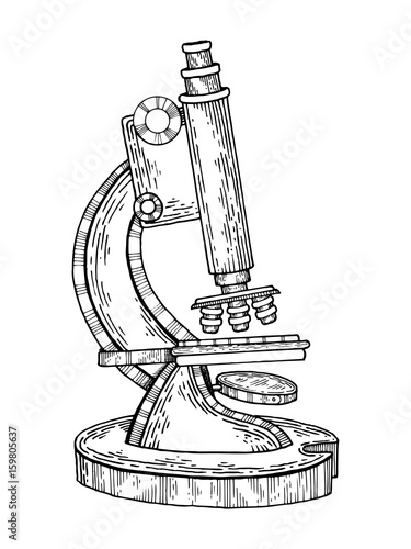 Vintage microscope engraving vector illustration