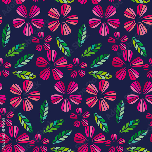 decorative leave and flower design element. geometry floral tropical seamless pattern for surface design.