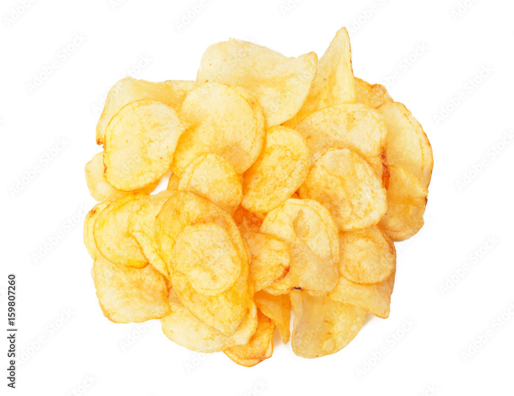 Potato chips isolated on white Potato chips isolated on white