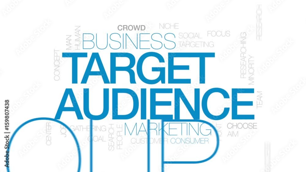 Target audience animated word cloud, text design animation.Kinetic typography. Target audience animated word cloud, text design animation.Kinetic typography.