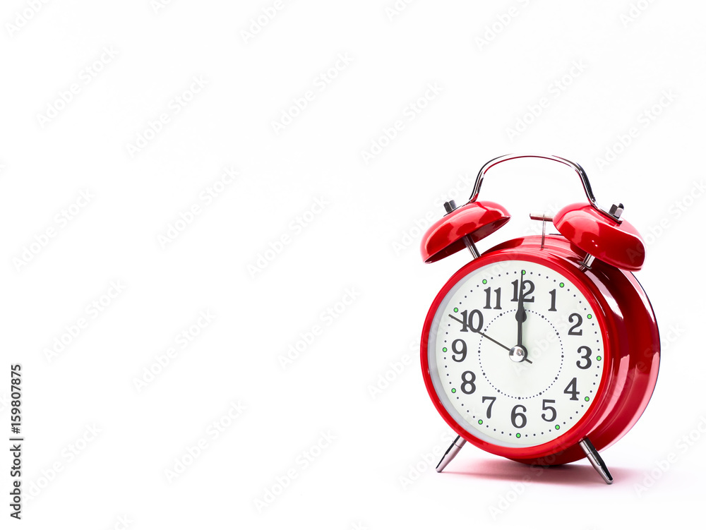Red clock isolated on white Red clock isolated on white
