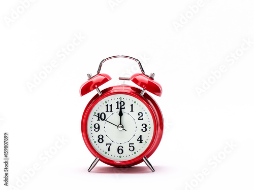 Red clock isolated on white
