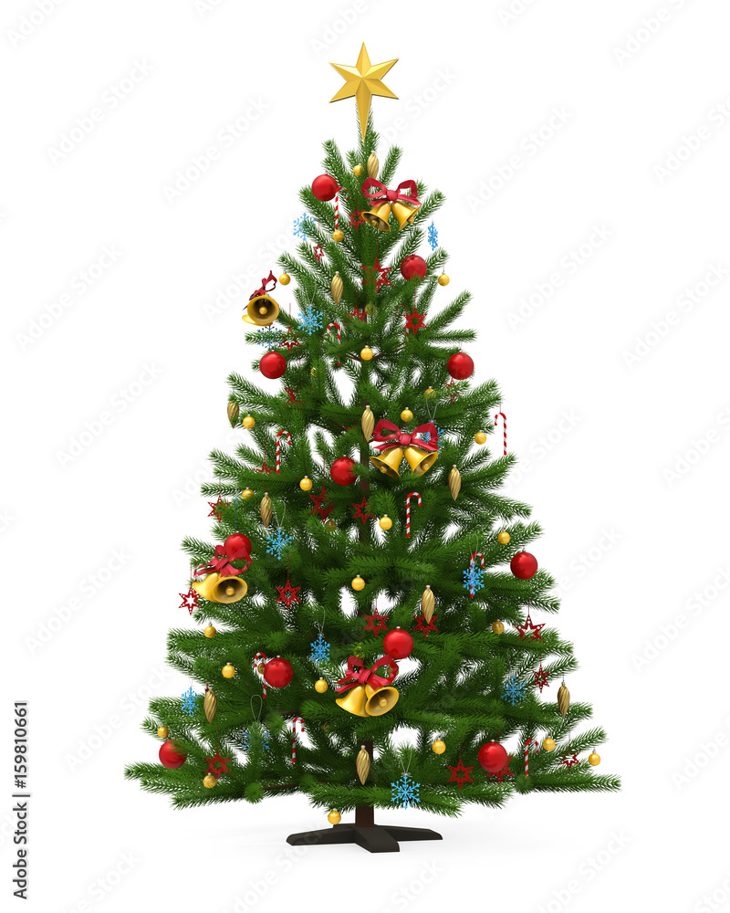 Decorated Christmas Tree Isolated