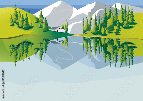 paysages de montagne et lac