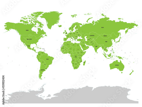 Map of United Nation with green highlighted member states. UN is an intergovernmental organization of international co-operation. EPS10 vector illustration.