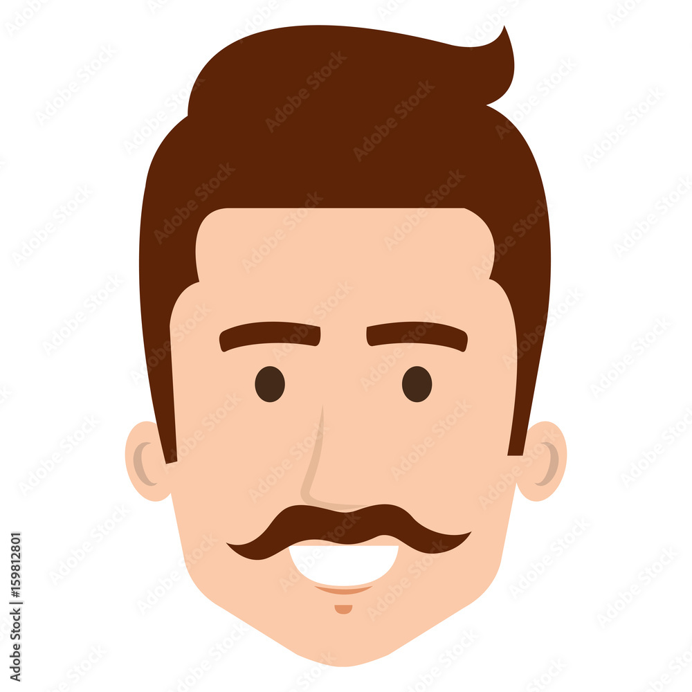 young man head avatar character vector illustration design