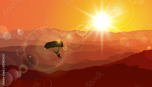 Parachuting, Sunset, Sky