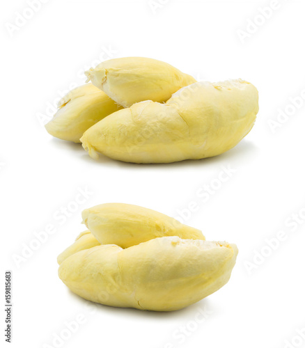 Durian Flesh isolated on white background with clipping path