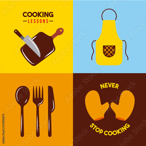 icons set cooking lessons vector illustration design graphic