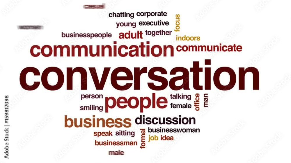 Conversation animated word cloud, text design animation. Conversation animated word cloud, text design animation.