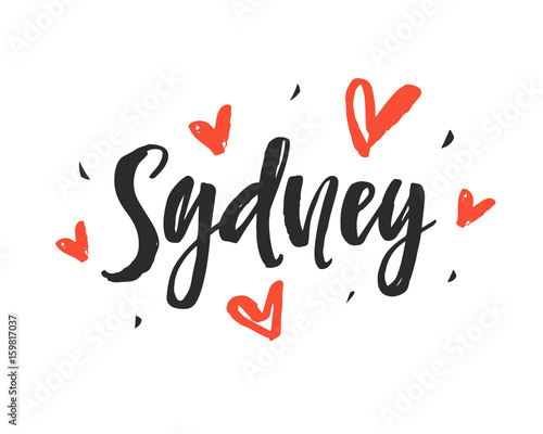 Sydney. Modern city hand written brush lettering
