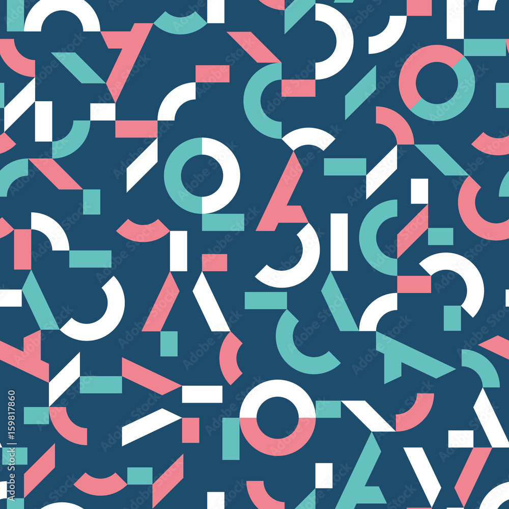 Fototapeta premium Seamless pattern. Modern stylish texture. Abstract geometrical colorful background. Original texture with broken lines, polygons, difficult polygonal shapes