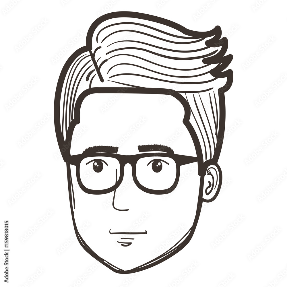young man head avatar character vector illustration design