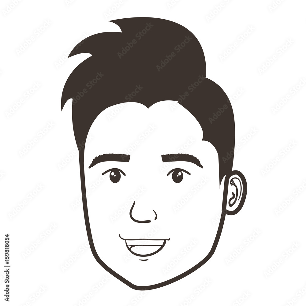 young man head avatar character vector illustration design