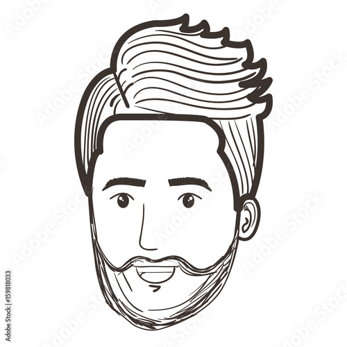 young man head avatar character vector illustration design