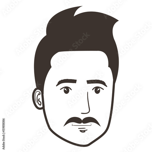 young man head avatar character vector illustration design