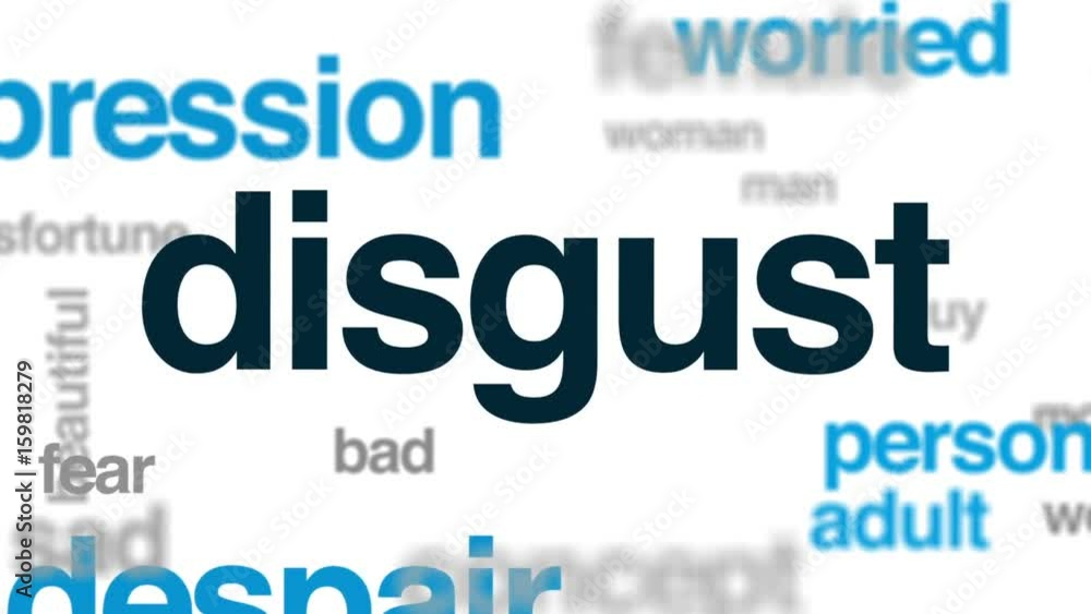 Disgust animated word cloud, text design animation. Disgust animated word cloud, text design animation.