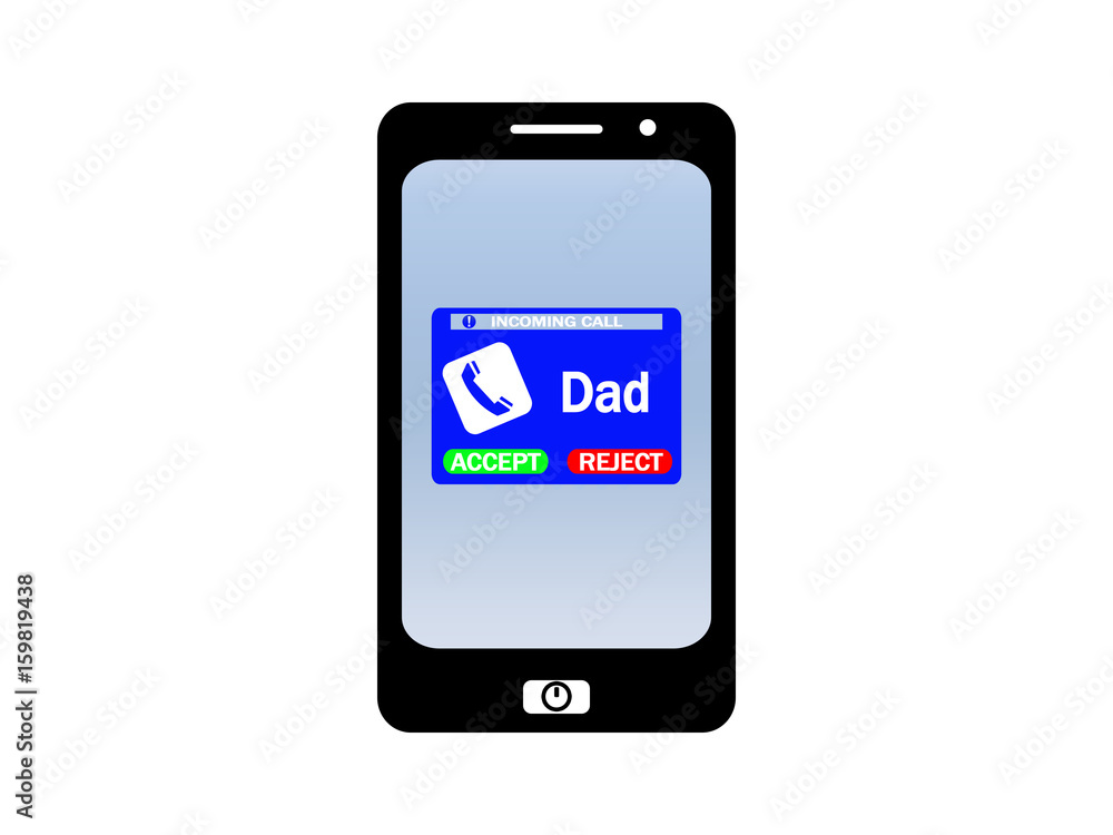 Smarthphone with an incoming call from dad. Smarthphone with an incoming call from dad.