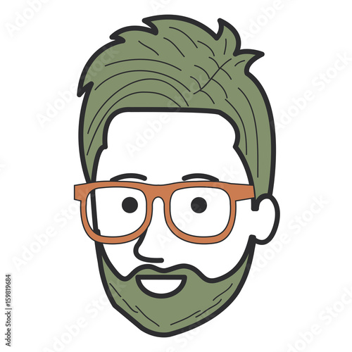 young man head avatar character vector illustration design