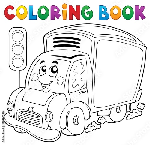 Coloring book cute delivery car