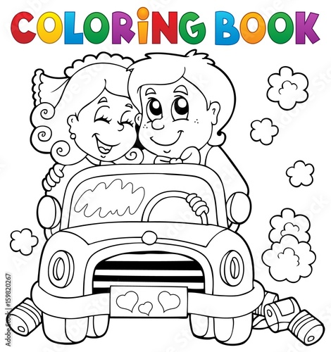 Coloring book wedding car