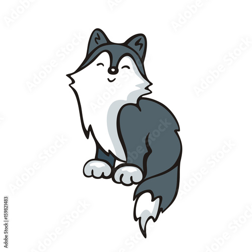 Funny husky dog. Vector illustration in cartoon style.