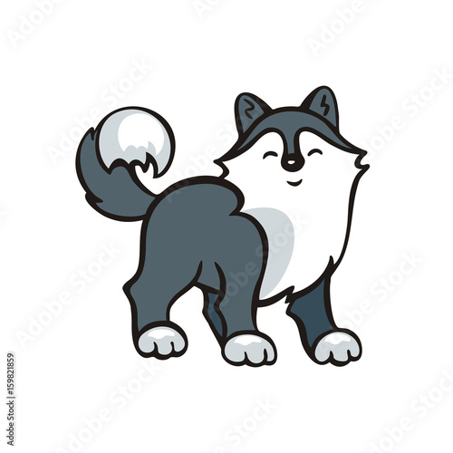 Funny husky dog. Vector illustration in cartoon style.