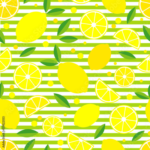 Seamless pattern with decorative lemons. Tropical fruits. Textile rapport.
