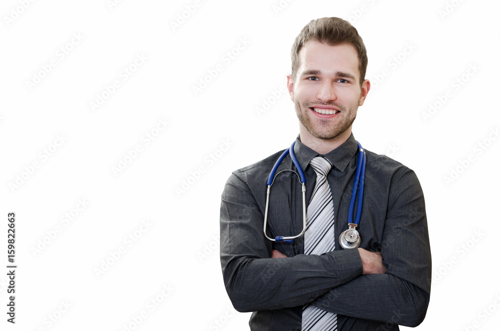 Handsome young doctor on a white background Handsome young doctor on a white background