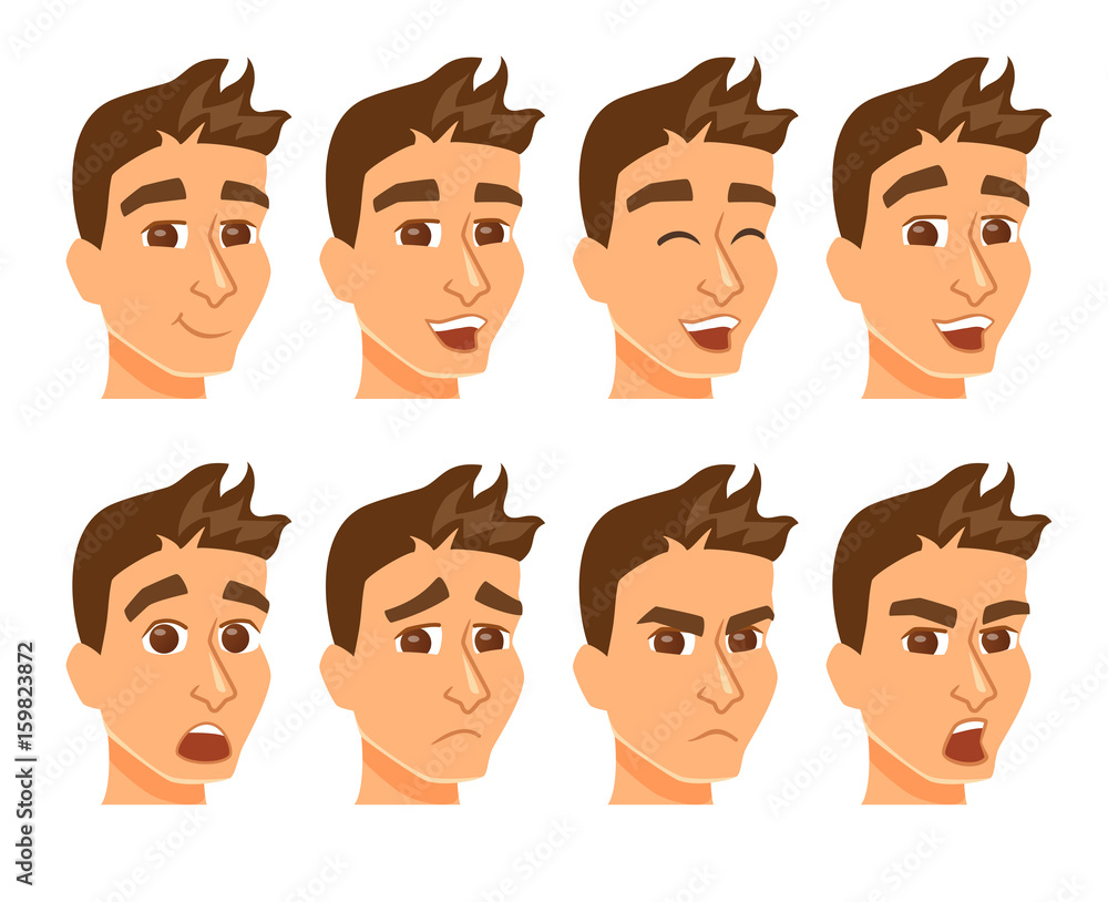 Man avatars with expression. Man avatars with expression.
