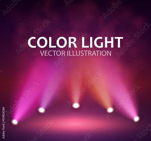 Spotlight on stage for your design. Colorful light.