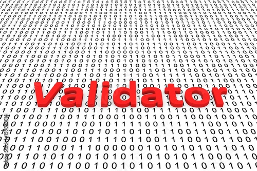 Validator in the form of binary code, 3D illustration