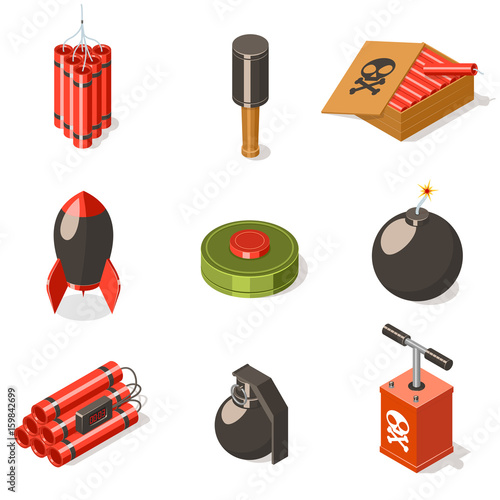 Set of explosive weapon icons.