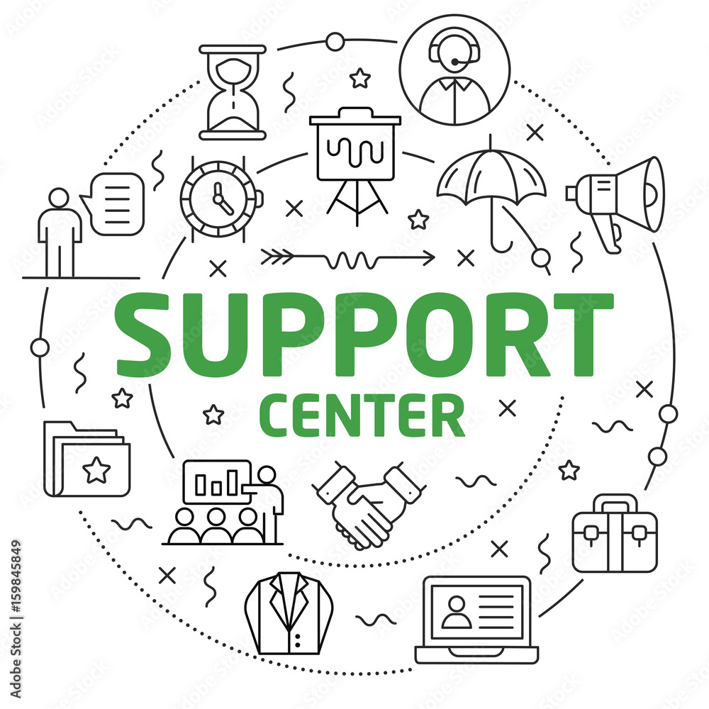 Linear illustration for presentations in the round support center