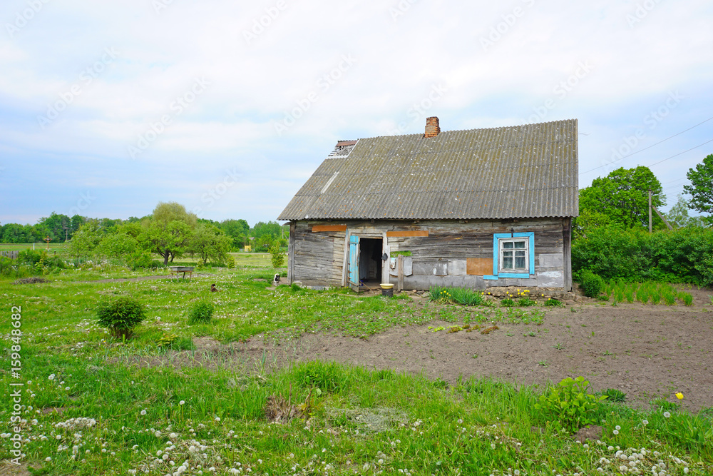 Very old country village house in Grodno region, Belarus