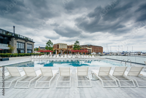 The pool at the Sagamore Pendry Hotel in Fells Point, Baltimore, Maryland.