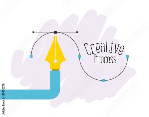 colorful background fountain pen graphic tool creative process vector illustration