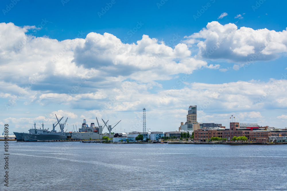 View of the Baltimore Harbor in Fells Point, Baltimore, Maryland.