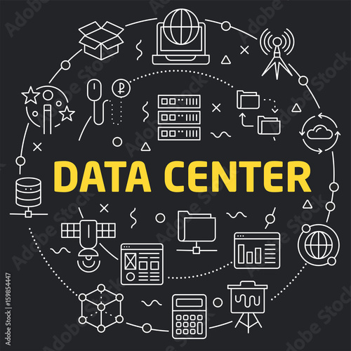 Linear illustration for presentations in the round data center