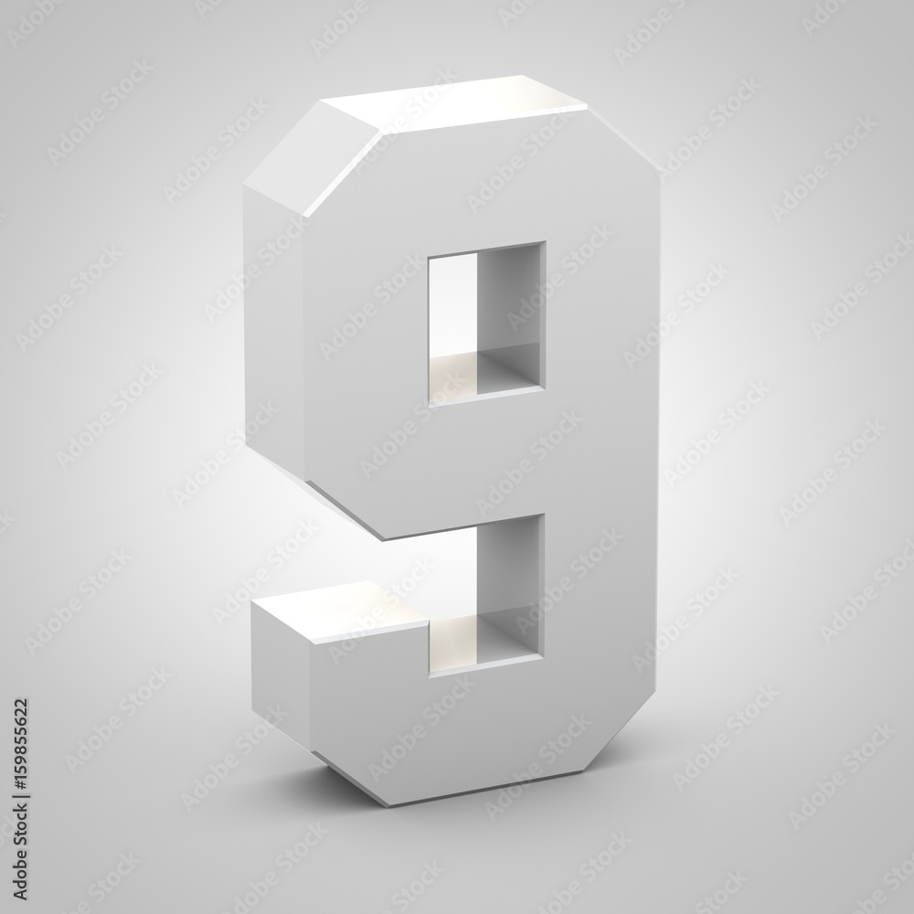 Isometric number 9 isolated on white background Isometric number 9 isolated on white background
