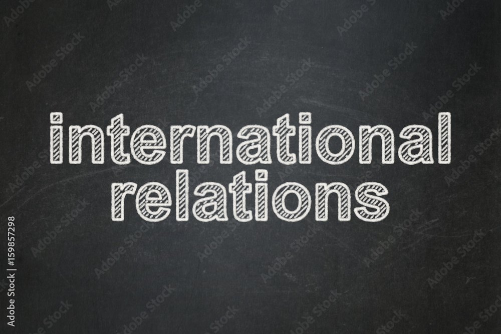 Fototapeta premium Politics concept: International Relations on chalkboard background